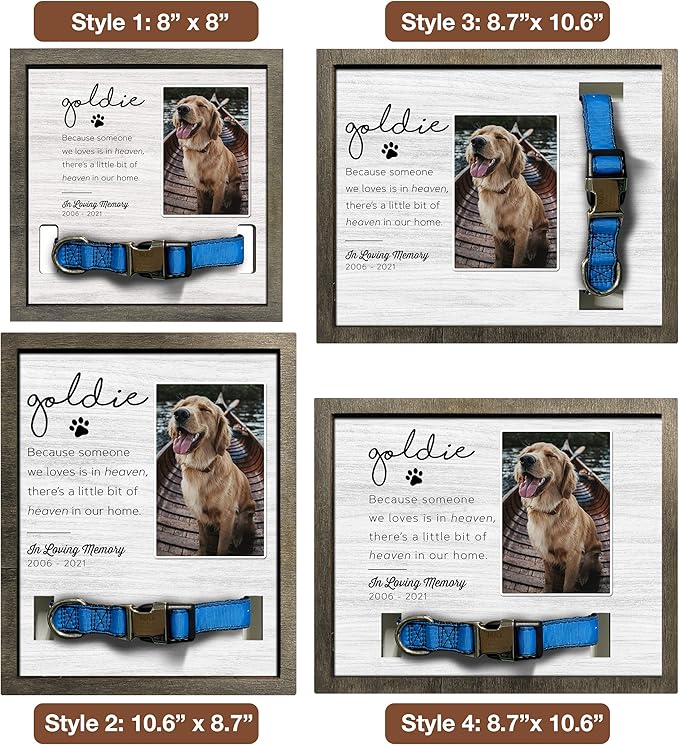 Customized Dog Collar Frame Memorial Pet Loss Sign for Dogs Lovers Gifts With Heartfelt Sentimental Quote For Someone Who Lost A Pet Keepsake Picture Frame Remembrance Decor Wall Remembrance