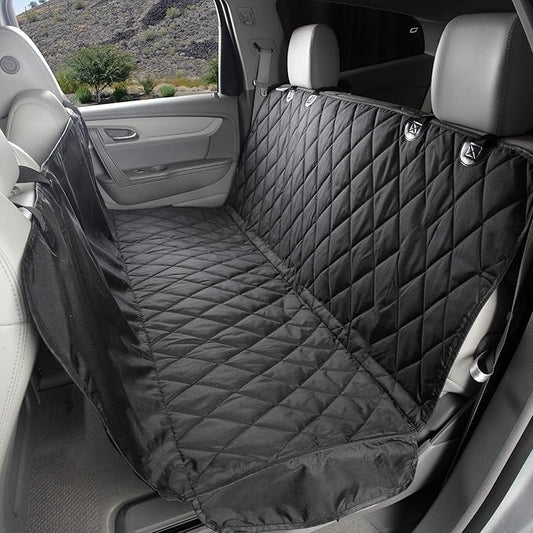 4Knines Dog Backseat Cover with Hammock for Cars, SUVs, and Trucks – Waterproof Layers, Nonslip Seat Protector, Durable Nylon Clips, K9 Shield with Heavy Duty Thread, (Regular, Black)