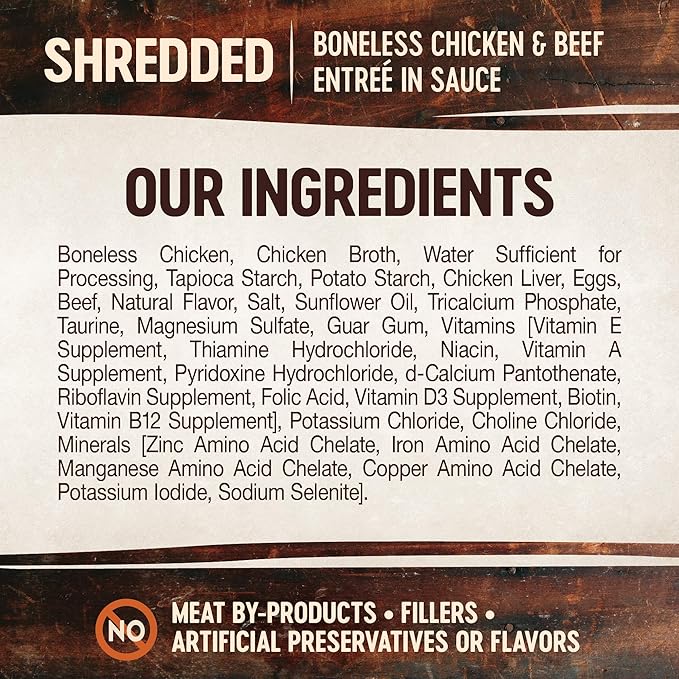 Wellness CORE Signature Selects Shredded Adult Wet Cat Food, Natural, Protein-Rich, Grain Free, 2.8 Ounce, 12 Pack (Chicken & Beef Entree)