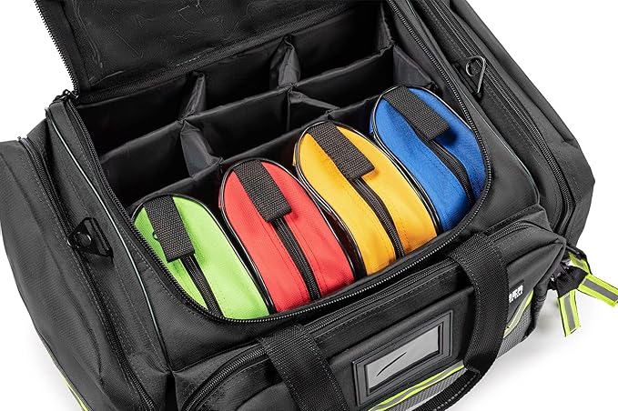 Scherber Fully-Stocked First Responder Professional Advanced EMT/EMS Trauma Kit | HSA/FSA Approved | Reflective Bag w/10+ Compartments, Zippered Pockets & 250+ First Aid Supplies (Black)