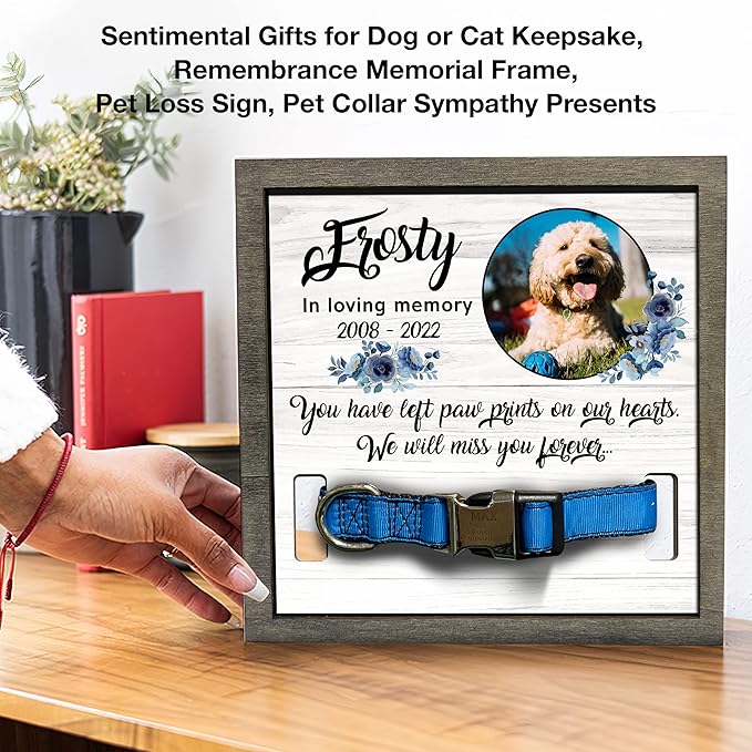 Personalized Dogs Picture Frame Dogs Collar Keepsake Bereavement Gift Pet Picture Frame Dog Heaven Dog Sympathy Gifts for Christmas Memorial Plaques for Dogs and Cat Picture Pet Loss Gifts