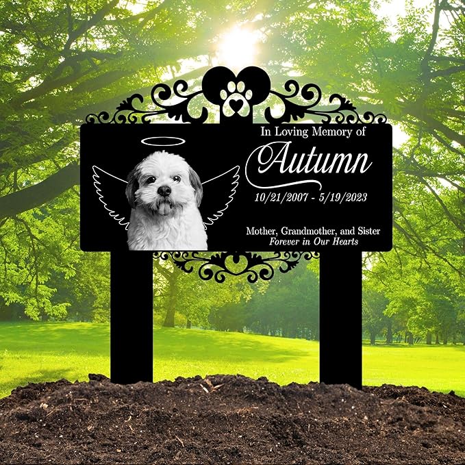 Custom Pet Grave Markers Dog | Heaven Custom Pet Headstones for Dogs | Best Memorial Gifts to Tribute Your Four-Legged Companions | Personalized Grave Marker for Angel Furry Friends