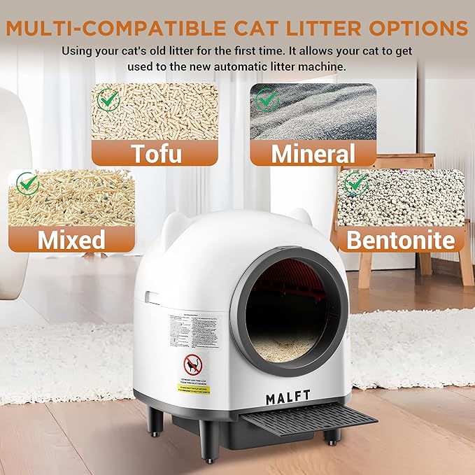Premium 90L Automatic Cat Litter Box – Self-Cleaning Litter Box, APP Remote Control, Odor-Free Cleaning, Pinch-Proof Design, Ideal for Multi-Cat Homes (Mat + Waste Bags Included)