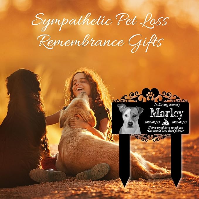 Custom Pet Grave Markers Dog | Custom Pet Headstones for Dogs with 2 Stakes | Best Rustic Gifts to Tribute Your Four-Legged Companions | Personalized Grave Marker for Beloved Furry Friends