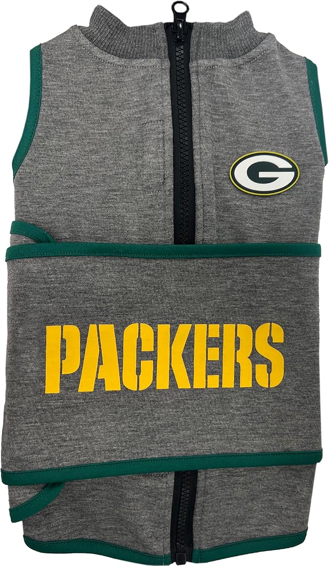 NFL Green Bay Packers Dog Anxiety Shirt Calming Soothing Solution Vest, for Dogs & Cats with Anxiety, Fears, Fireworks, Loud Noises, Dark, Lonely Keeps Dogs Calm Feeling Safe, Relaxing Jacket, Small