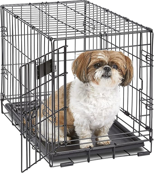 MidWest Homes for Pets 22-Inch iCrate Folding Dog Crate with Divider Panel, Leak-Proof Tray & Secure Latches – Metal Wire Kennel for XS Breeds – Portable, Durable & Easy to Assemble
