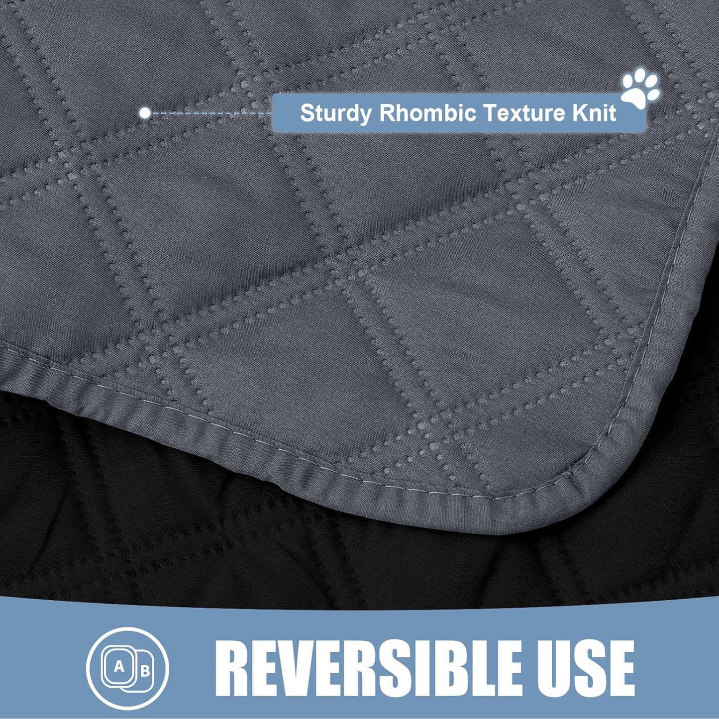 Smiry Waterproof Dog Bed Cover Pet Blanket, Soft Washable Dog Blanket for Furniture Bed Couch Sofa Reversible, Checkered (30"x90", Dark Grey/Black)