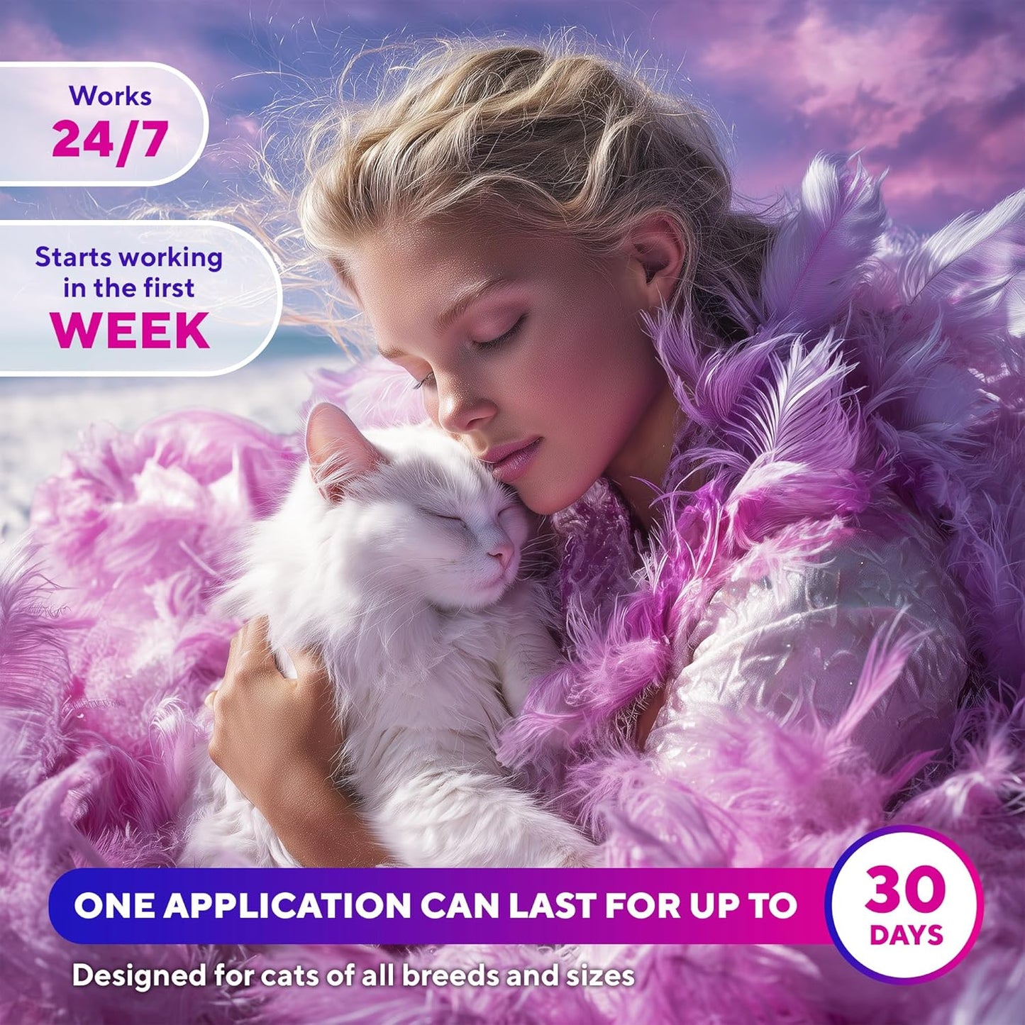 Calming Pheromone Spray & Scratch Repellent for Cats - Reduces Scratching Furniture, Pee - During Travel, Fireworks, Thunder, Vet Zone - Helps with Stress, Fighting, Hiding (60 ml (2 pack))