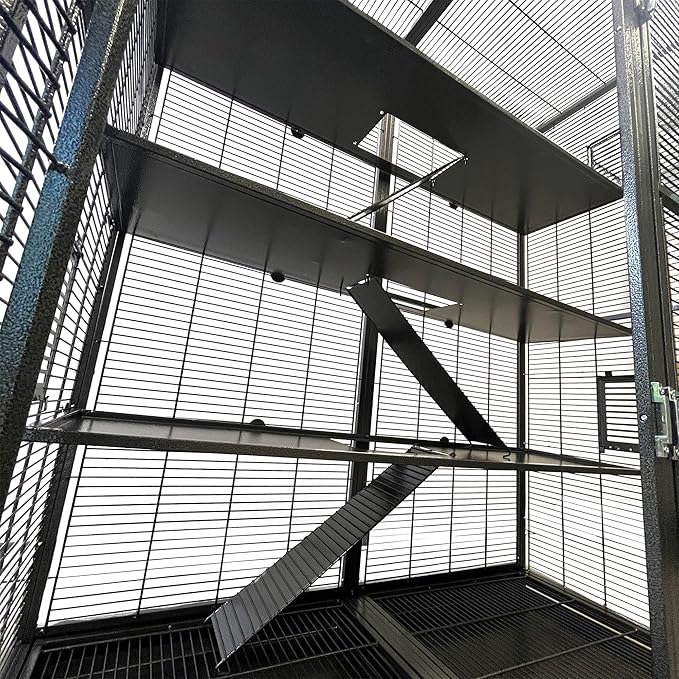 Borneo Small Animal Cage - for Sugar Gliders, Squirrels, Marmosets & Other Small Pets (Cage + Shelf & Ladder Set)