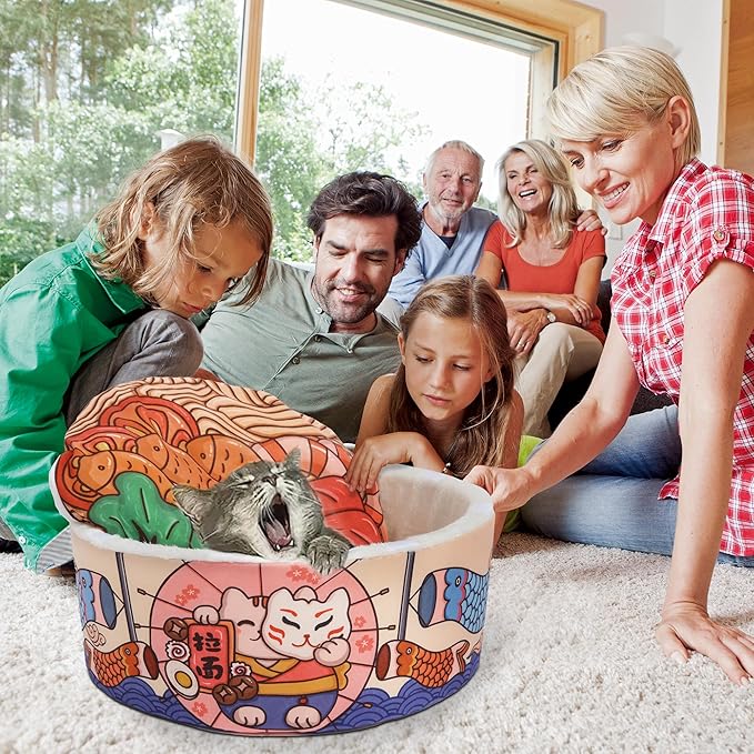 寵幸 Ramen Noodle Dog & Cat Bed,Keep Warm and Super Soft Creative Pet Nest for Indoor Cats,Removable Washable Cushion for Small Medium Large Dogs and Cats