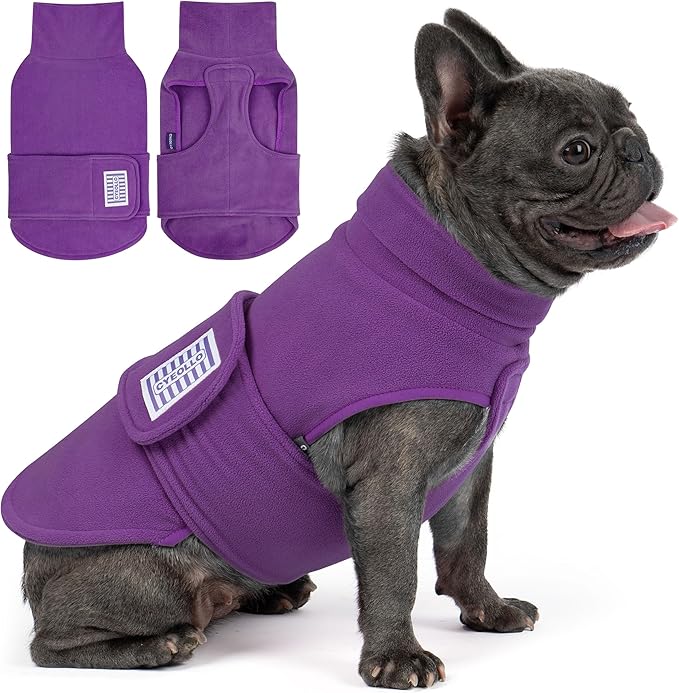 cyeollo XL Dog Sweater, Fleece Dog Sweaters Soft Stretchy Doggie Vest Turtleneck Doggy Sweatshirt Warm Fall & Winter Clothes for Medium to Large Dogs Girl, Purple XL