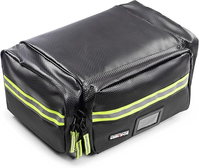 Scherber Fully-Stocked First Responder Professional Advanced EMT/EMS Trauma Kit | HSA/FSA Approved | Reflective Bag w/10+ Compartments, Zippered Pockets & 250+ First Aid Supplies (Black)