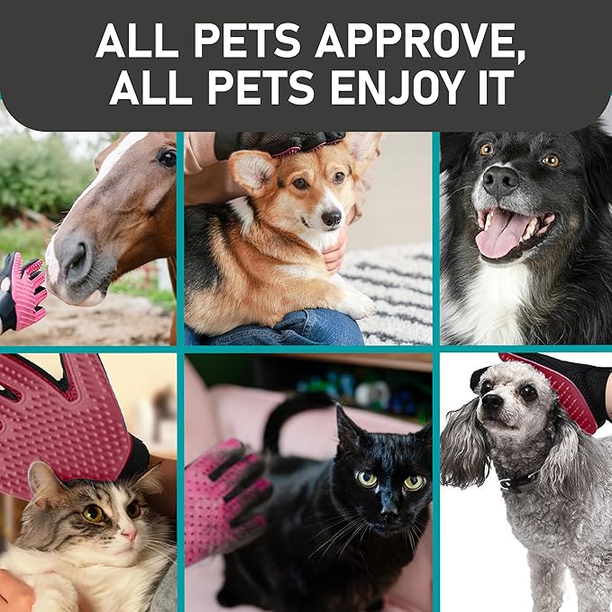 Maxpower Planet Pet Grooming Gloves for Dogs and Cats - Grooming Mitt for Dogs -Cat Gloves - Hair Removal Bruh - All Hair Types