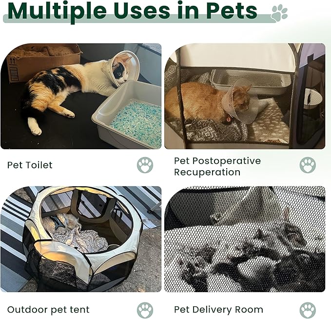 Love's cabin Pet Puppy Dog Playpen, Medium Dog Tent Crates Cage Indoor/Outdoor, Portable Playpen for Cat, Foldable Pop Up Dog Kennel Playpen with Carring Case, Removable Zipper Top, Grey