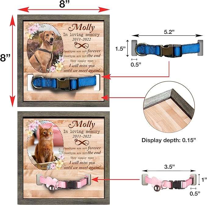 Customized Dog Collar Frame Memorial Pet Loss Sign - Best Dog Ever Gifts from Daughter Son Sympathy Gifts Pawprints Pet Decorations Hanging Wall Art Decor - Natural Memory Desk
