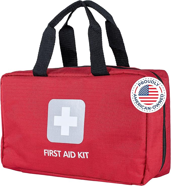 Thrive Home Essentials First Aid Kit (291 Pieces) - First Aid Bag with Multi-Sized Bandage, Gauze, Wipes, Scissors, Gloves, Tape, Ice Pack and More