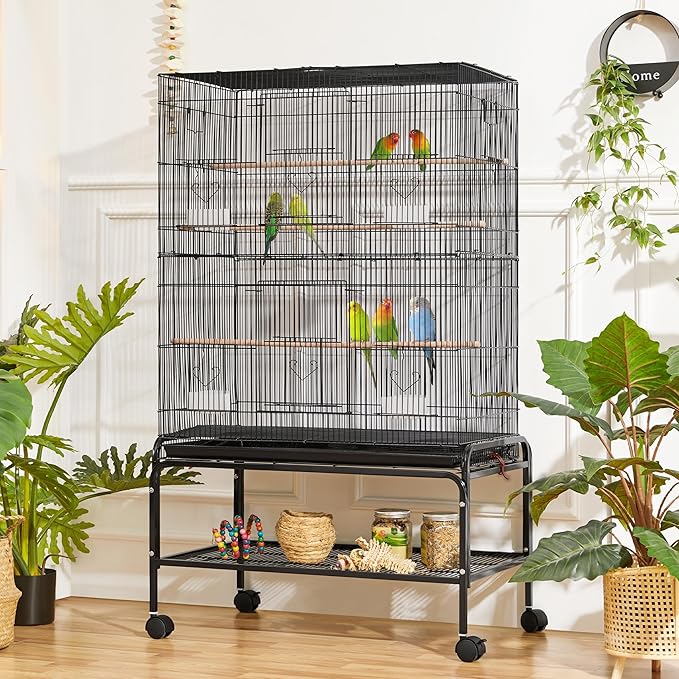 Yaheetech 53'' Large Bird Cage Budgie Cage for Parakeets Cockatiels Conures Lovebirds Parrots with Rolling Stand