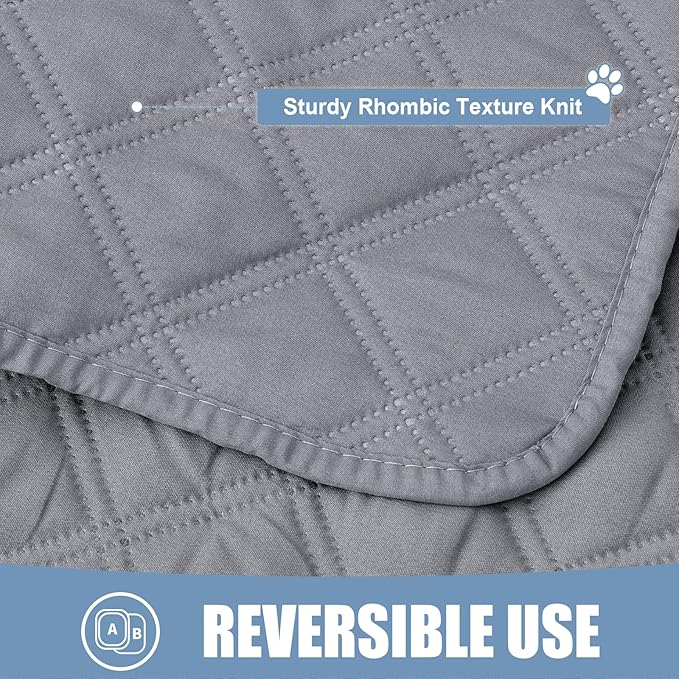 Smiry Waterproof Dog Bed Cover Pet Blanket, Soft Washable Dog Blanket for Furniture Bed Couch Sofa Reversible, Checkered (30"x53", Grey/Grey)