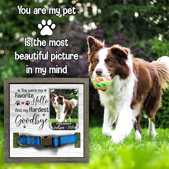 Bfi Gift Personalized Dogs Picture Frame Collar Keepsake Memorial Pet Frames Bereavement Gifts Wood Frame Deceased Dogs Gifts Grieving Pet Passing Away Picture Upload Meaningful Birthday Idea
