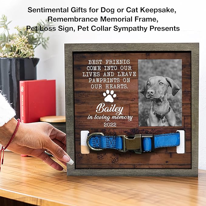 Personalized Dog Collar Frame Memorial Pet Loss Sign Dog & Cat Lover Ever Gifts With Heartfelt Sentimental Quote For Someone Who Lost A Pet Collar Keepsake Picture Frame Remembrance Decor