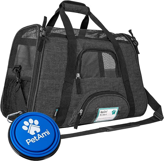 PetAmi Airline Approved Soft Sided Dog & Cat Carrier, Ventilated Pet Carrying Bag - Medium/Large, Heather Dark Gray