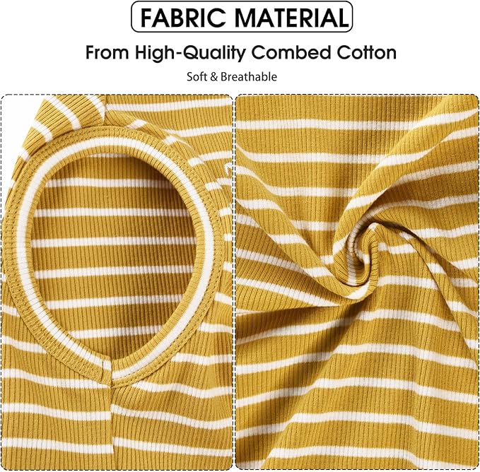 Koneseve Dog Shirt Vest Lightweight Stretchy Dog T-Shirts Soft Cool Shirts Sleeveless Stripe Vests Breathable Clothes for Puppy Kitty Cat Small Medium Large Dogs 2 Pack Yellow + Light Grey [M/Medium]