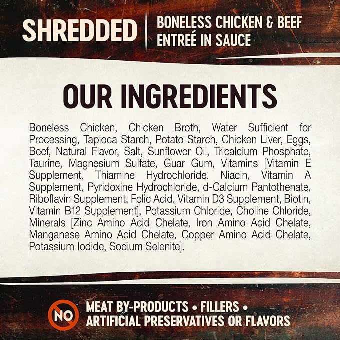 Wellness CORE Signature Selects Shredded Adult Wet Cat Food, Natural, Protein-Rich, Grain Free, 5.3 Ounce, 12 Pack (Chicken & Beef Entree)