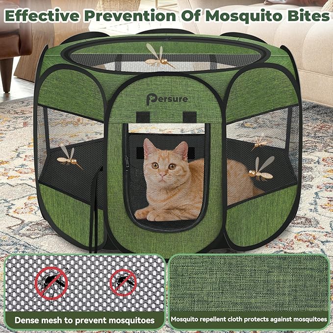 Dog Cat Playpen Indoor Outdoor for Puppy Pet Dogs Cat Recovery After Surgery, Dogs Tent Crates Cage Indoor/Outdoor, Portable Pop Up Dog Kennel with Carrying Case for Travel (Premium Green, Small)