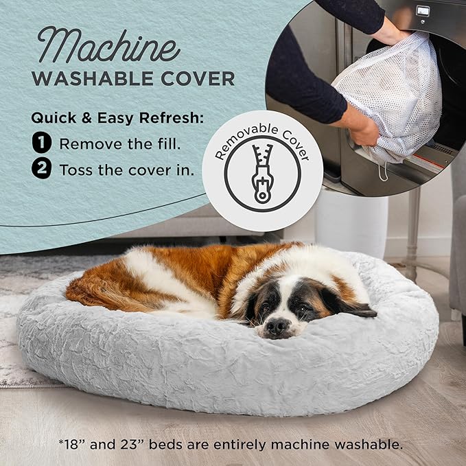 Best Friends by Sheri Bundle Set The Original Calming Lux Donut Cuddler Cat and Dog Bed + Pet Throw Blanket, Gray, Extra Large, 45x45