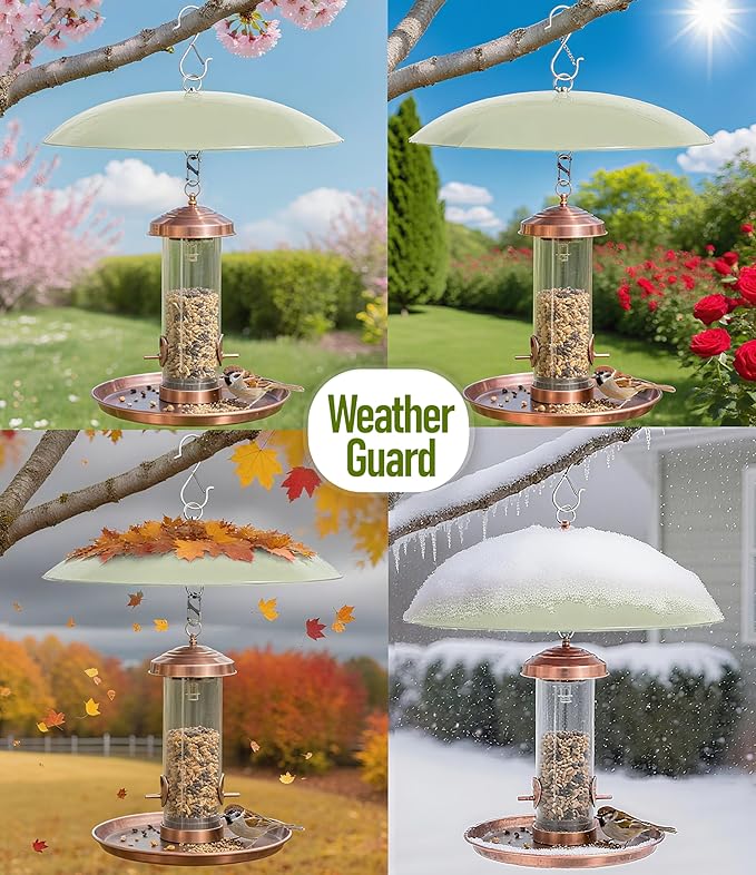 13" Bird Feeder Rain Guard, Hummingbird Feeder Shade Dome Cover, Hanging Baffle for Bird Feeder Pole (Light Green), 1 Pack