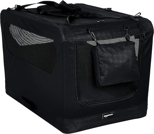 Amazon Basics Folding Portable Soft Pet Dog Crate Carrier Kennel, 36 x 24 x 24 inches, Black