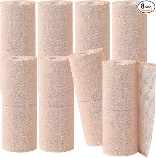 Tondiamo 8 Rolls Elastic Adhesive Bandage Tape Medical Bandage Wrap Athletic Sports Tape Flexible Stretch Skin Bandages Strips for Ankle, Knee, Wrist Sprains Animal Pets(6 Inch X 5 Yard)