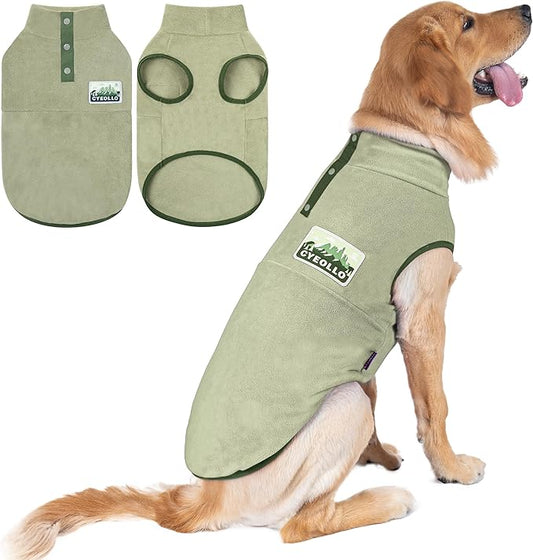 cyeollo 3XL Fleece Dog Sweater, Pullover Sweatshirt Stretchy Fleece Vest Warm Winter Fall Clothes for Large Dogs Boy Turtleneck Pet Apparel, Green XXXL