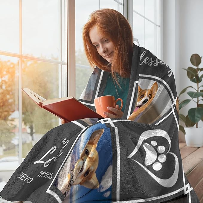 Customized Blanket with Photos Name, Dog Memorial Gifts for Loss of Dog, Personalized Blanket with Picture in Memory of Dogs, Pet Memorial Gifts for Dogs, Pet Mom Gift
