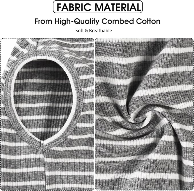 Koneseve Dog Shirt Vest Lightweight Stretchy Dog T-Shirts Soft Cool Shirts Sleeveless Stripe Vests Breathable Clothes for Puppy Kitty Cats Small Medium Large Dogs 2 Pack Yellow + Light Grey [ 6XL ]