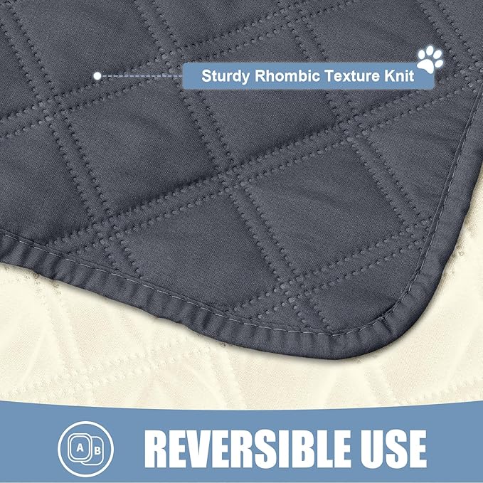 Smiry Waterproof Dog Bed Cover Pet Blanket, Soft Washable Dog Blanket for Furniture Bed Couch Sofa Reversible, Checkered (30"x70", Dark Grey/Beige)