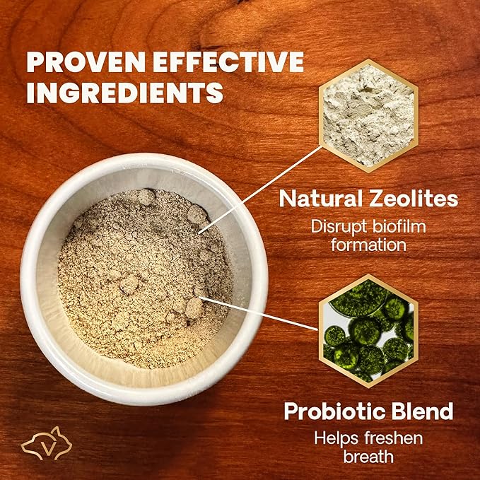 VetriScience Dental Care Powder, Perio Support Clinically Tested Dental Supplement for Small, Medium and Large Breed Dogs, Freshen Breath, Control Plaque and Tartar, Oral Health, 4.2 oz