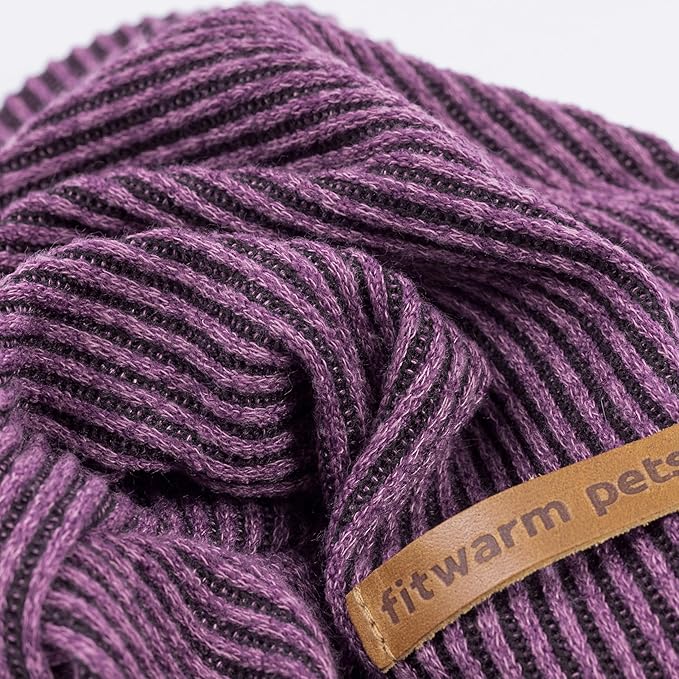 Fitwarm Mock Neck Knitted Dog Pajamas, Warm Winter Clothes for Small Dogs Boy Girl, Pet Onesie, Purple, Medium