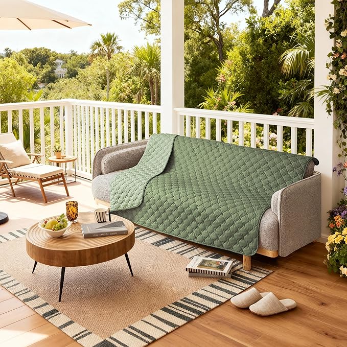 gogobunny 100% Double-Sided Waterproof Dog Bed Cover Pet Blanket Sofa Couch Furniture Protector for Puppy Large Dog Cat, Reversible (82x82 Inch (Pack of 1), Dark Green/Light Green)