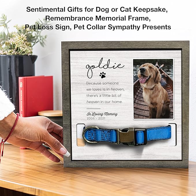 Customized Dog Collar Frame Memorial Pet Loss Sign for Dogs Lovers Gifts With Heartfelt Sentimental Quote For Someone Who Lost A Pet Keepsake Picture Frame Remembrance Decor Wall Remembrance