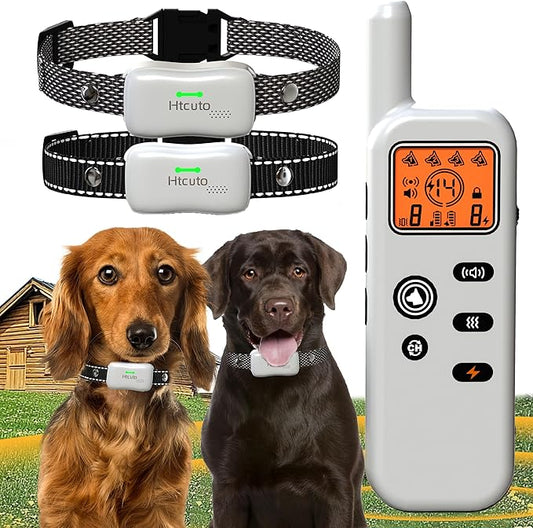 Wireless Dog Fence & Ultrasonic Training Collar -1160-Yard Adjustable Boundary for Outdoor, 6100FT Remote, 4 Modes (Beep/Vibration/Static/Ultrasonic), IPX7 Waterproof, 185-Day Standby, Grey