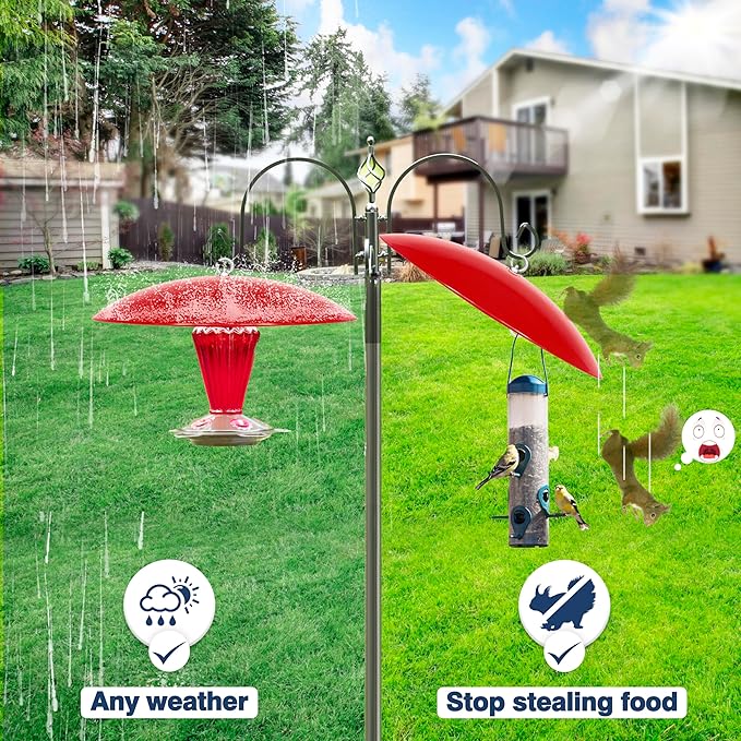 13" Hummingbird Feeder Dome Guard,Bird Feeder Rain Cover,Dome Weather Proof for Bird Feeders Pole, (Bright Red), 1Pack