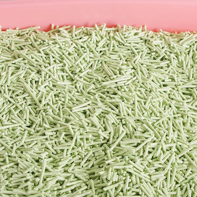 Tofu Cat Litter Green Tea 5.5 Lbs X 8 Bags, Flushable Clumping Fast Drying, Ultra Absorbent, Low Tracking Cat Litter 2mm Pellets.