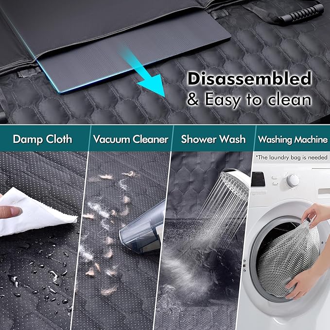 Back Seat Extender for Dogs-Supports 400lb,Waterproof Dog Car Seat Cover Hard Bottom-Detachable,600D Heavy Duty Scratch Proof Nonslip Soft,Dog Hammock for Car,SUVs