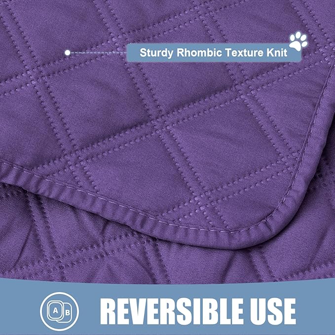 Smiry Waterproof Dog Bed Cover Pet Blanket, Soft Washable Dog Blanket for Furniture Bed Couch Sofa Reversible, Checkered (40"x50", Purple/Purple)