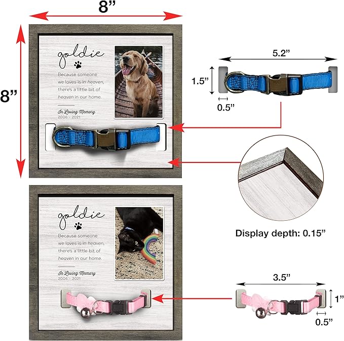 Customized Dog Collar Frame Memorial Pet Loss Sign for Dogs Lovers Gifts With Heartfelt Sentimental Quote For Someone Who Lost A Pet Keepsake Picture Frame Remembrance Decor Wall Remembrance
