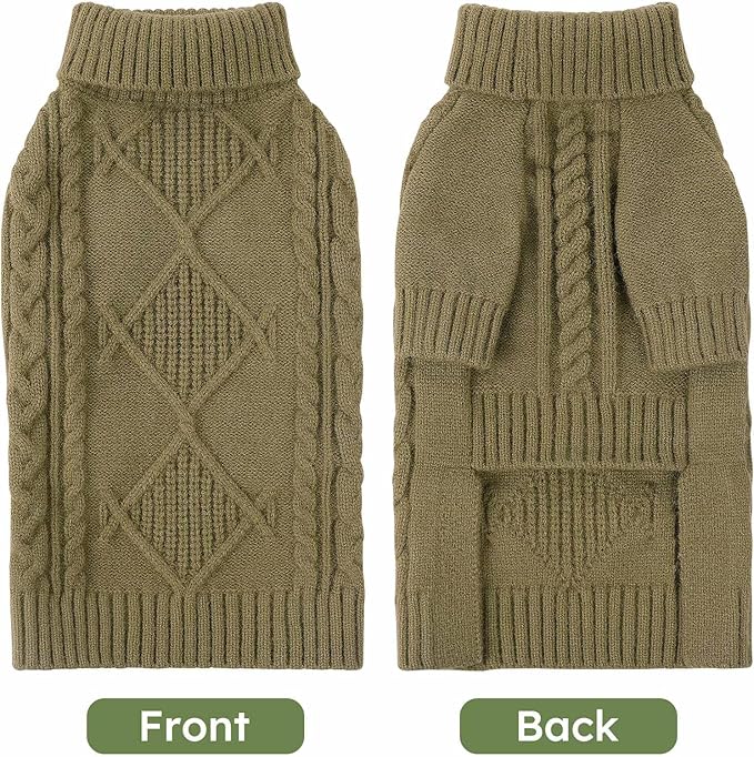 ASENKU Knitted Dog Sweater, Pullover Big Thermal Dog Winter Sweater, Turtleneck Doggy Sweaters for Large Medium Dogs Boy Girl, Warm Pet Sweaters Outfit Border Collie,Pit Bull,Golden Retriever,M