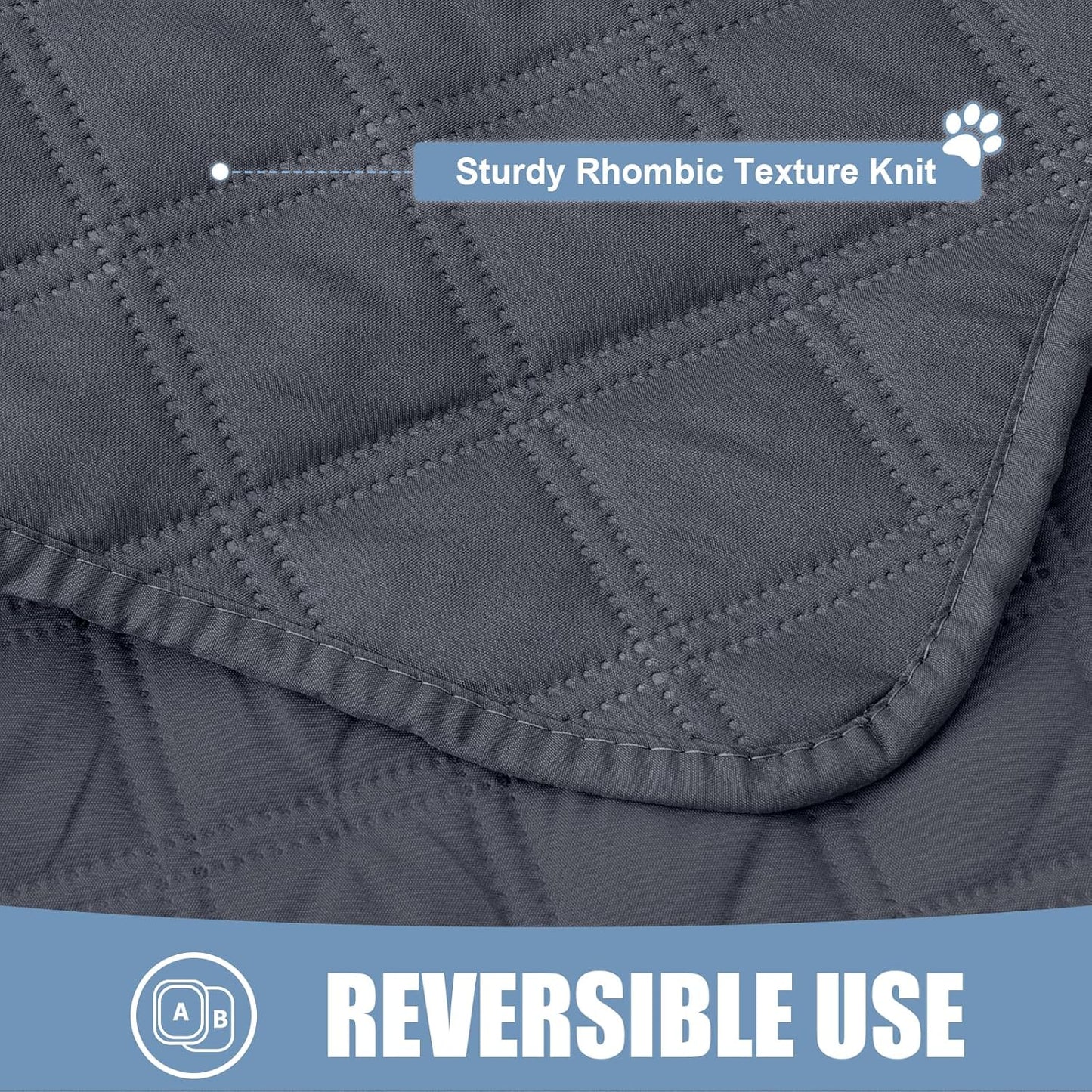 Smiry Waterproof Dog Bed Cover Pet Blanket, Soft Washable Dog Blanket for Furniture Bed Couch Sofa Reversible, Checkered (40"x90", Dark Grey/Dark Grey)