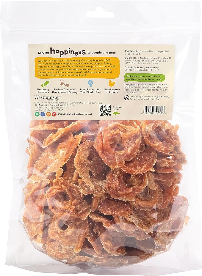 Pet 'n Shape Chik 'n Rings – Natural Chicken Breast Jerky Dog Treats, 2 Pound