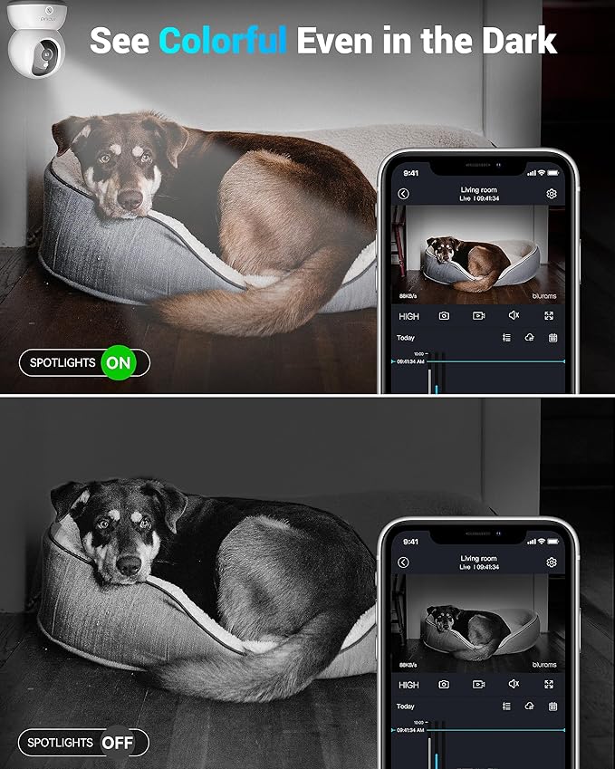 blurams Pet Camera 2K, Cameras for Home Security with One-Touch Call, Dog Camera w/Color Night Vision, Motion Tracking, Cloud & SD Card Storage (2.4GHz Wi-Fi)